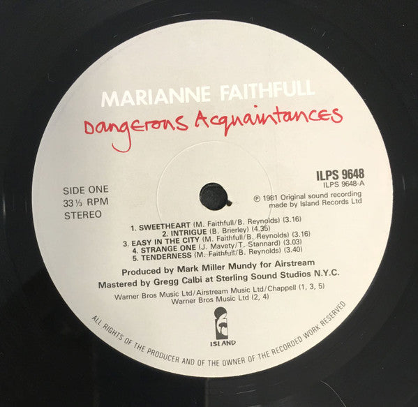 Marianne Faithfull : Dangerous Acquaintances (LP, Album)