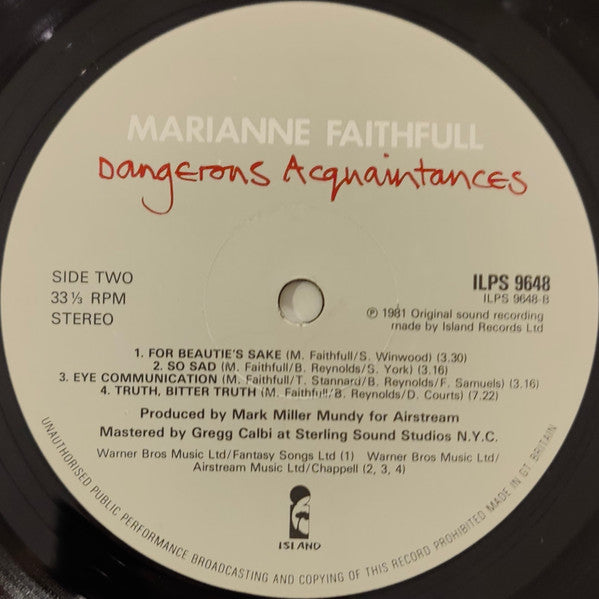 Marianne Faithfull : Dangerous Acquaintances (LP, Album)