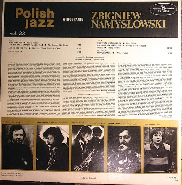 Zbigniew Namysłowski : Winobranie (LP, Album, RE)
