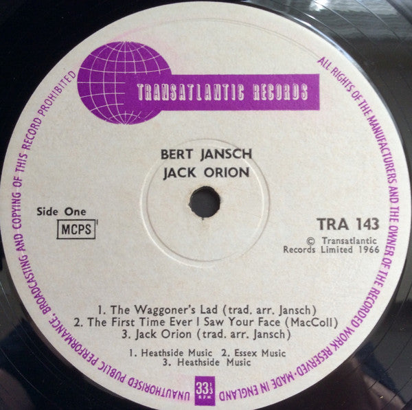 Bert Jansch : Jack Orion (LP, Album, Mono)