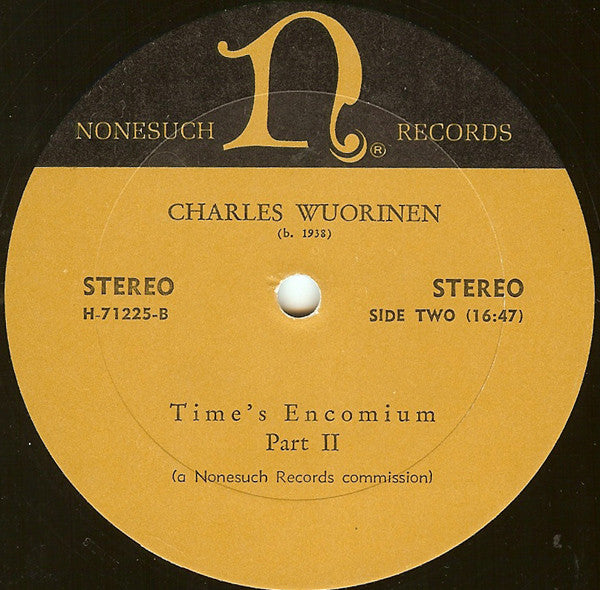 Charles Wuorinen : Time's Encomium (For Synthesized & Processed Synthesized Sound) (LP, Album)