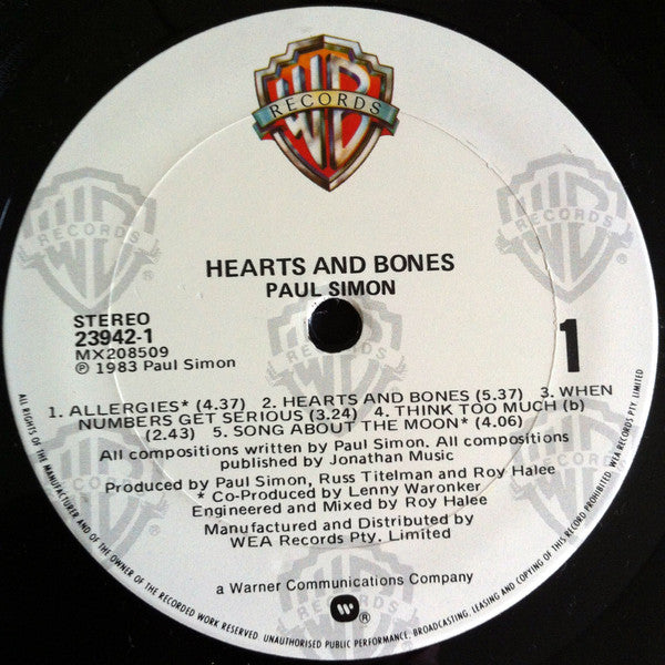Paul Simon : Hearts And Bones (LP, Album)