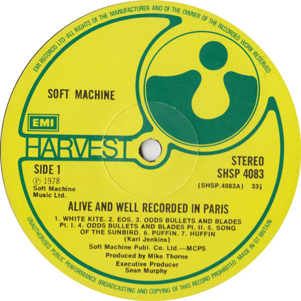 Soft Machine : Alive And Well Recorded In Paris (LP, Album)