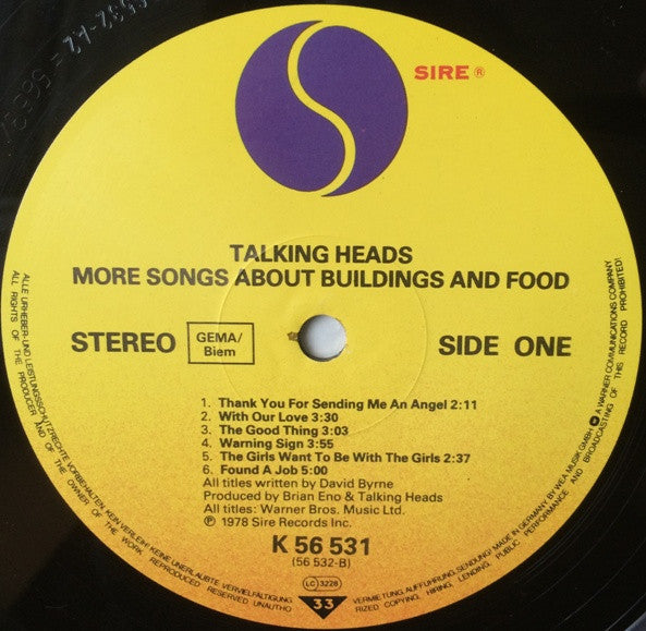Talking Heads : More Songs About Buildings And Food (LP, Album, RE)