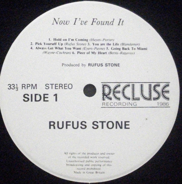 Rufus Stone (3) : Now I've Found It (LP, Album)