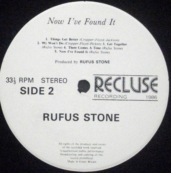 Rufus Stone (3) : Now I've Found It (LP, Album)