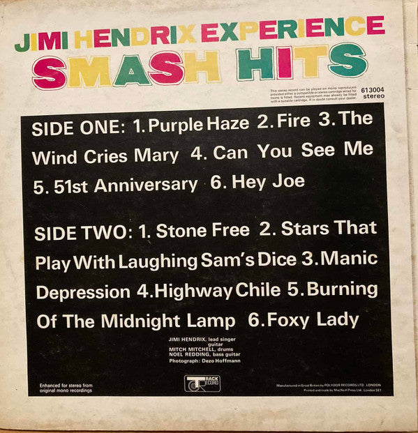Jimi Hendrix Experience* : Smash Hits (LP, Comp)