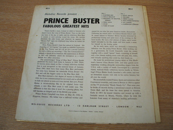 Prince Buster : Fabulous Greatest Hits (LP, Comp)