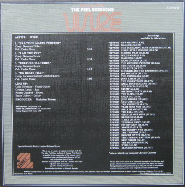 Wire : The Peel Sessions (12", Ltd)