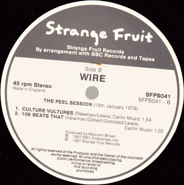 Wire : The Peel Sessions (12", Ltd)