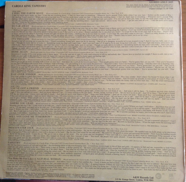 Carole King : Tapestry (LP, Album, ODE)