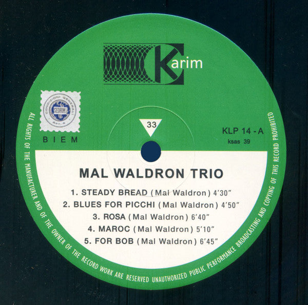 Mal Waldron Trio : Mal Waldron Trio (LP, Album, RE)