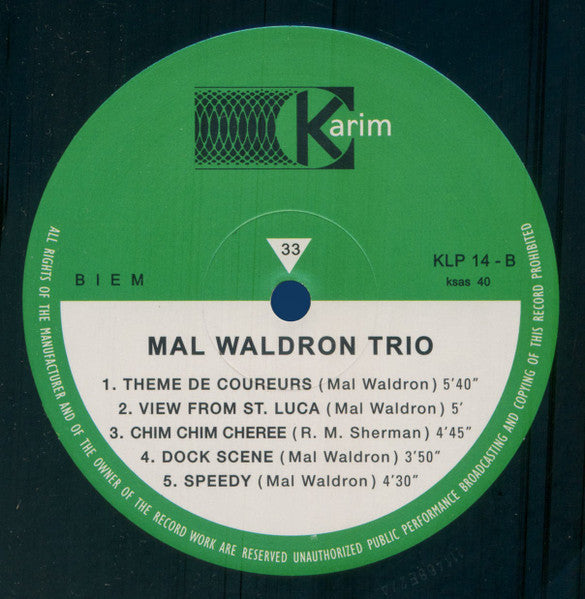 Mal Waldron Trio : Mal Waldron Trio (LP, Album, RE)