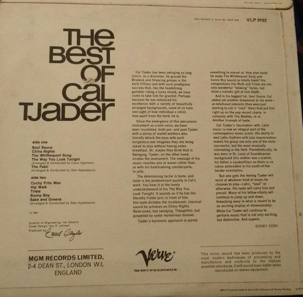 Cal Tjader : The Best Of Cal Tjader (LP, Comp, Mono)