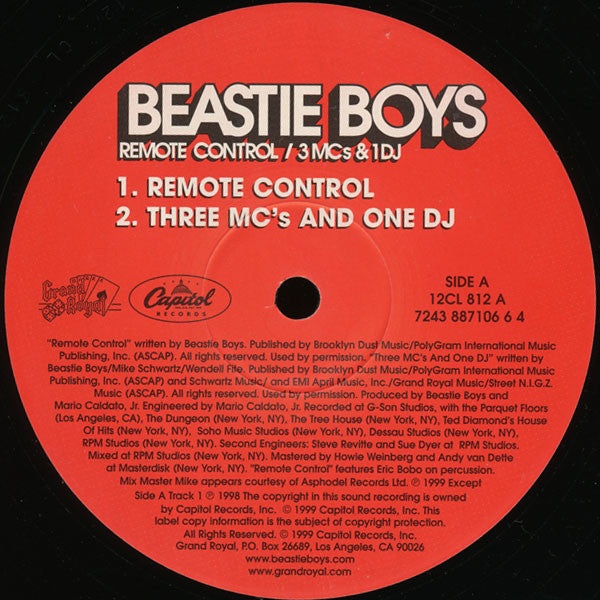 Beastie Boys : Remote Control / 3 MCs & 1 DJ (12", Single)
