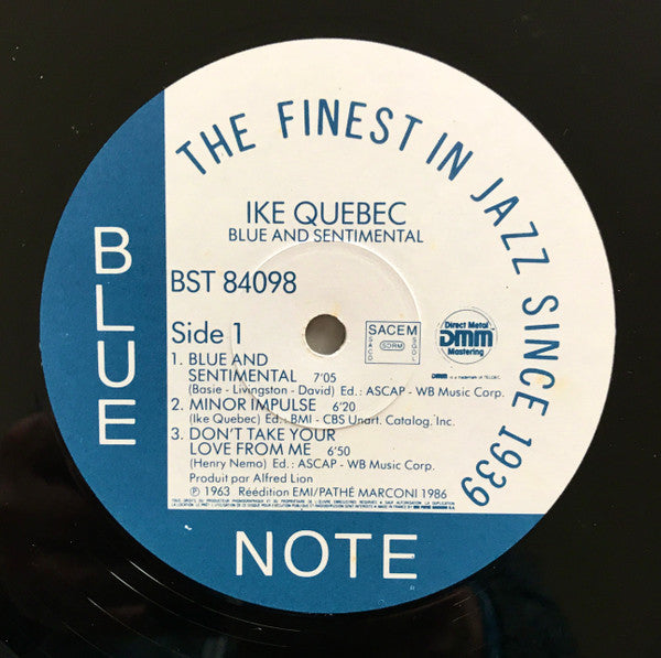 Ike Quebec : Blue & Sentimental (LP, Album, RE, RM, DMM)