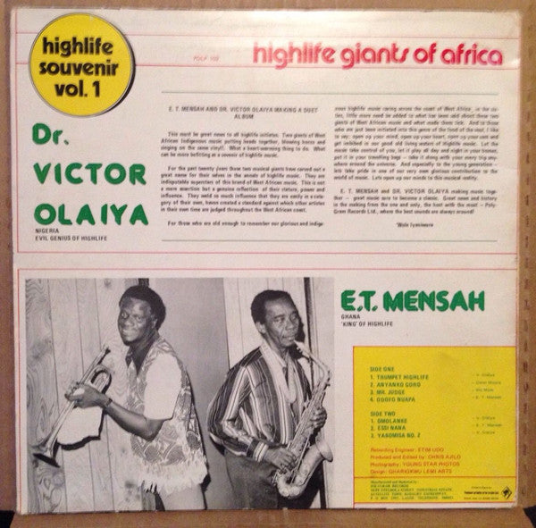 E.T. Mensah / Victor Olaiya & His All Stars : Highlife Giants Of Africa - Highlife Souvenir Vol. 1 (LP, Album)
