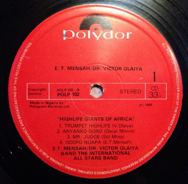 E.T. Mensah / Victor Olaiya & His All Stars : Highlife Giants Of Africa - Highlife Souvenir Vol. 1 (LP, Album)
