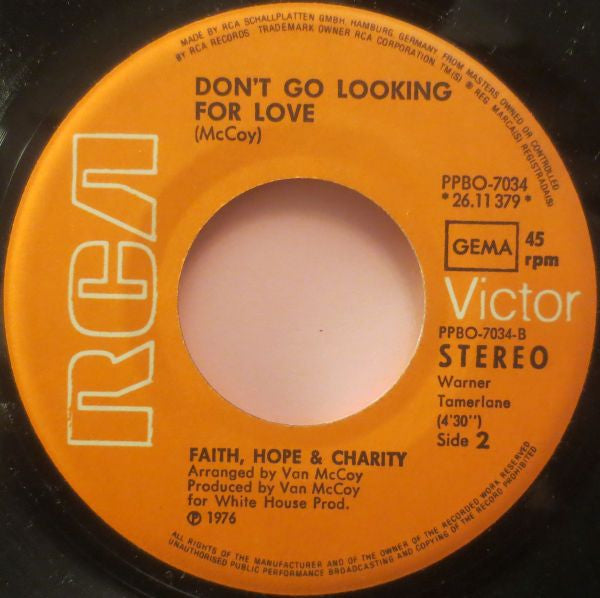 Faith Hope & Charity* : Just One Look (7", Single)