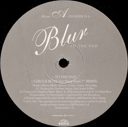Blur : To The End (12", Promo)