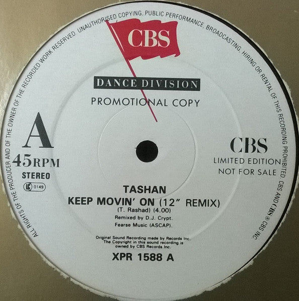 Tashan : Keep Movin' On (Remixes) (12", Ltd, Promo)