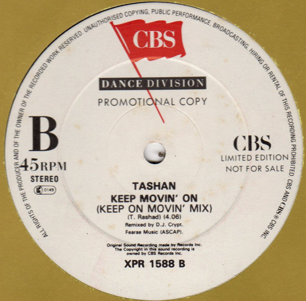 Tashan : Keep Movin' On (Remixes) (12", Ltd, Promo)