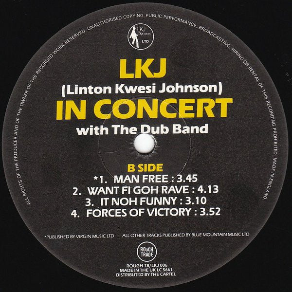 Linton Kwesi Johnson : L.K.J. In Concert With The Dub Band (2xLP, Album)