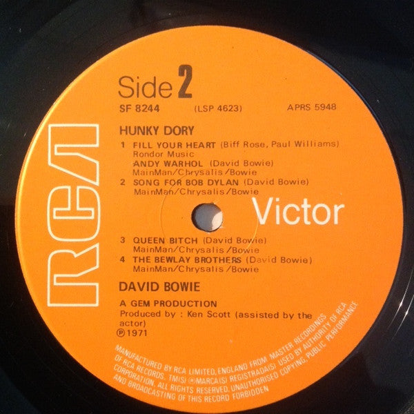 David Bowie : Hunky Dory (LP, Album, RE, RP)