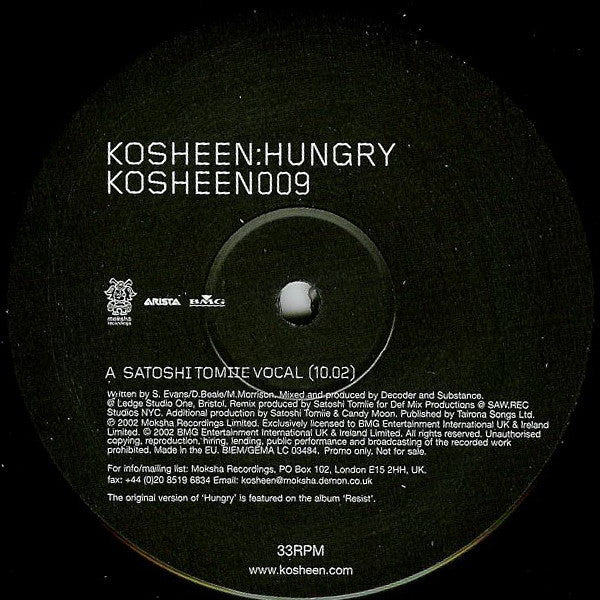 Kosheen : Hungry (Satoshi Tomiie Remixes) (12", Promo)