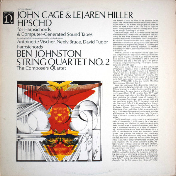 John Cage & Lejaren Hiller / Ben Johnston : HPSCHD / String Quartet No. 2 (LP, Album)