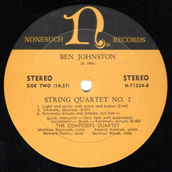 John Cage & Lejaren Hiller / Ben Johnston : HPSCHD / String Quartet No. 2 (LP, Album)