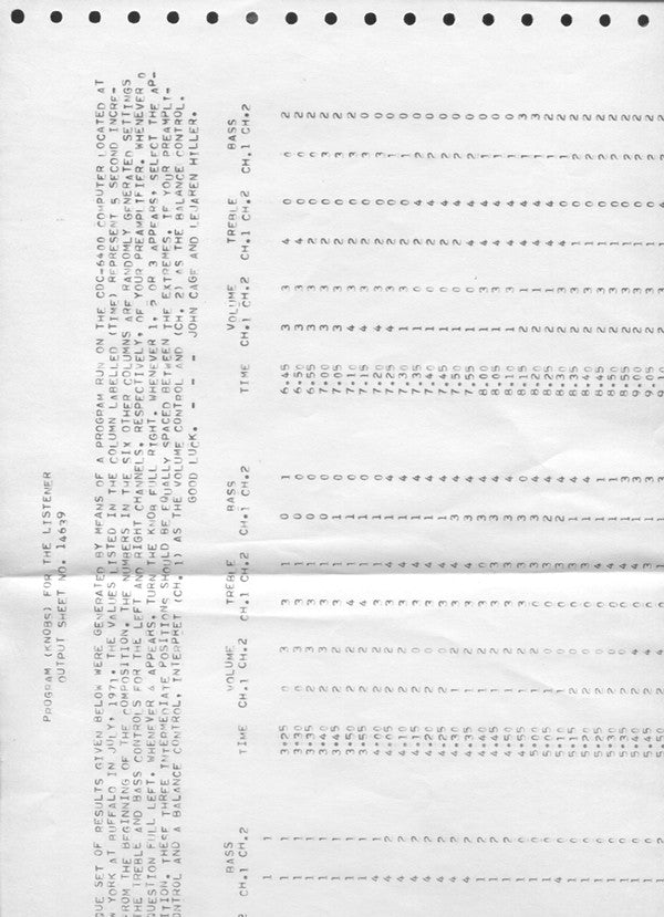 John Cage & Lejaren Hiller / Ben Johnston : HPSCHD / String Quartet No. 2 (LP, Album)