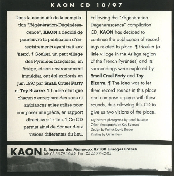 Toy Bizarre / Small Cruel Party : KDI DCTB 15 / Traverse Above Goulier (I-IV) (CD, Mini)