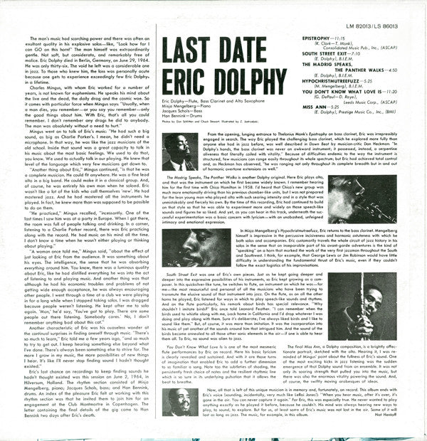 Eric Dolphy : Last Date (LP, Album, RE)