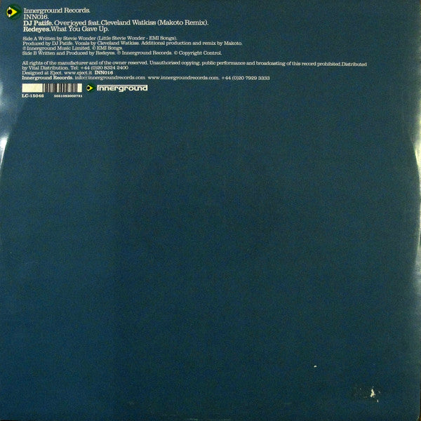 DJ Patife / Redeyes : Overjoyed (Makoto Remix) / What You Gave Up (12")