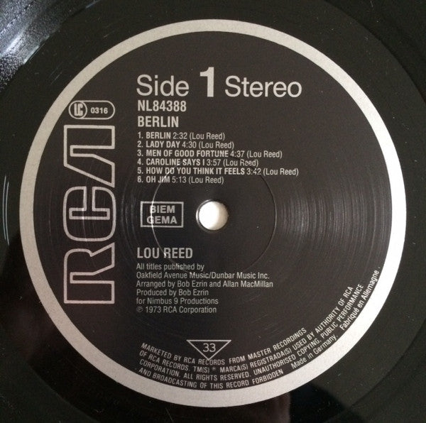 Lou Reed : Berlin (LP, Album, RE)