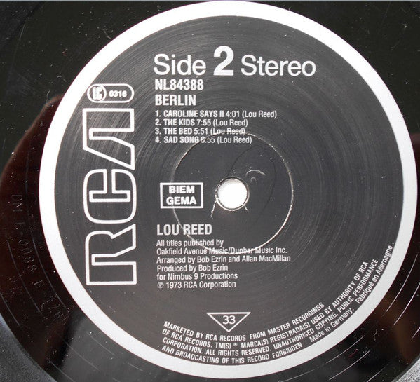 Lou Reed : Berlin (LP, Album, RE)