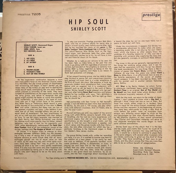 Shirley Scott : Hip Soul (LP, Album, Mono)