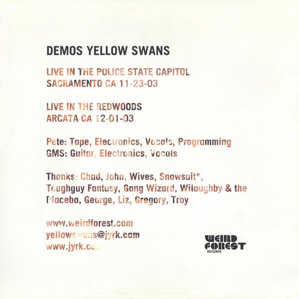 Demos Yellow Swans* : Live In The Police State Capitol (LP, S/Sided, Ltd)