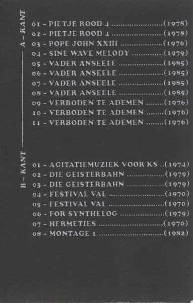 Godfried-Willem Raes : Rugwaarts 1970-1985 - Electronic And Electro-Acoustic Works (Cass, Comp, Ltd)