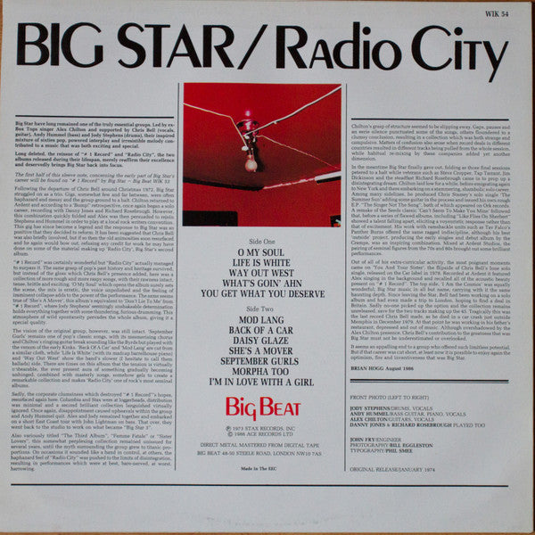 Big Star : Radio City (LP, Album, RE)