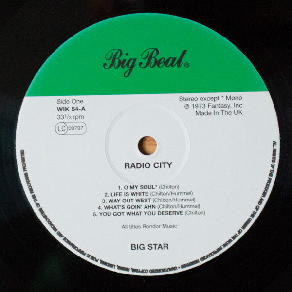 Big Star : Radio City (LP, Album, RE)