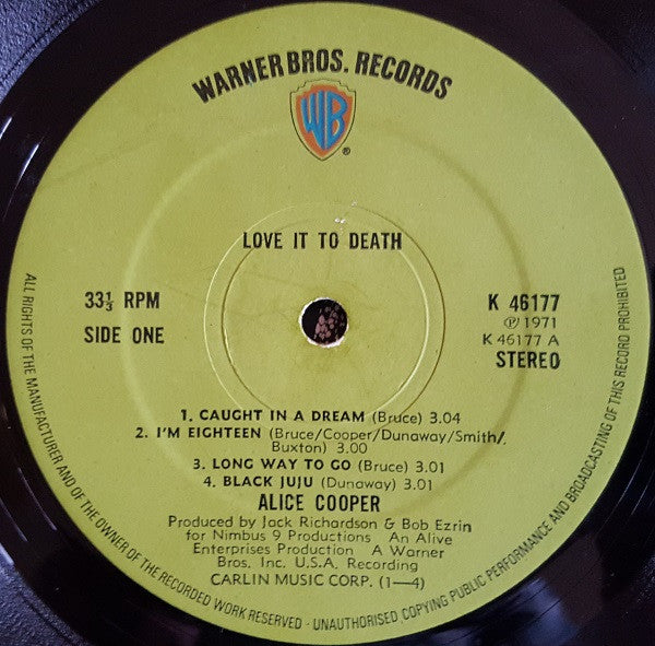 Alice Cooper : Love It To Death (LP, Album, RE)