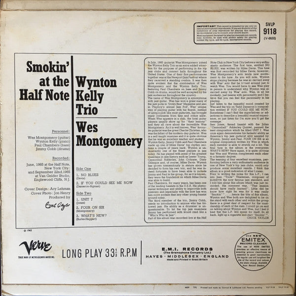 Wynton Kelly Trio / Wes Montgomery : Smokin' At The Half Note (LP, Album)