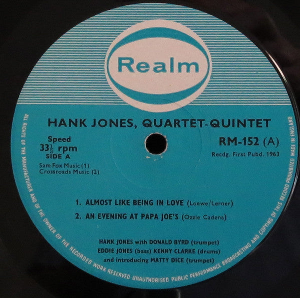 Hank Jones, Donald Byrd : Quartet-Quintet (LP, Album, Mono, RE)