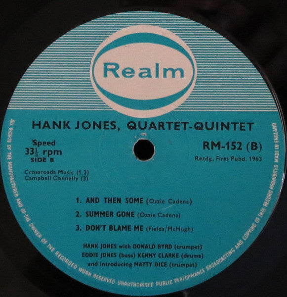 Hank Jones, Donald Byrd : Quartet-Quintet (LP, Album, Mono, RE)