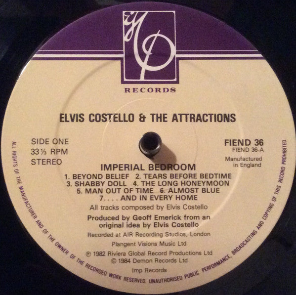 Elvis Costello And The Attractions* : Imperial Bedroom (LP, Album, RE, No )