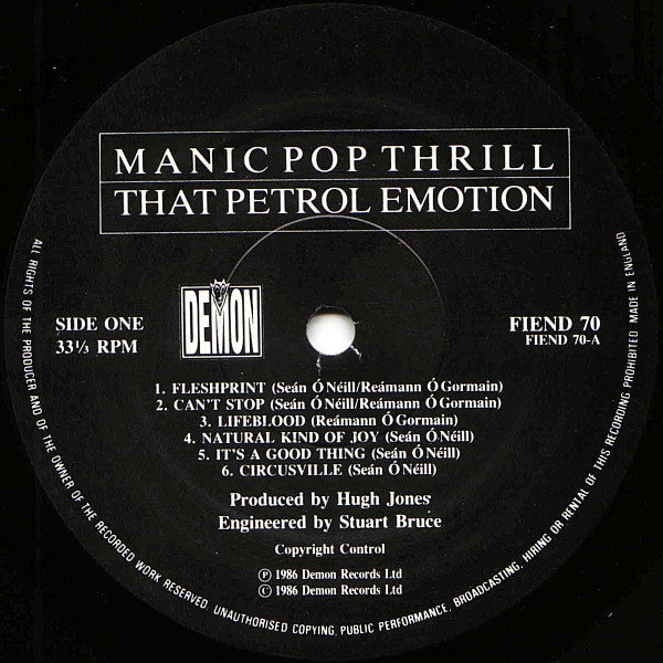 That Petrol Emotion : Manic Pop Thrill (LP, Album, RP)