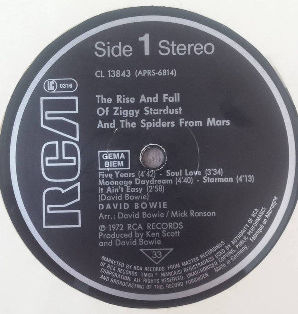 David Bowie : The Rise And Fall Of Ziggy Stardust And The Spiders From Mars (LP, Album, RE)