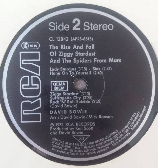David Bowie : The Rise And Fall Of Ziggy Stardust And The Spiders From Mars (LP, Album, RE)